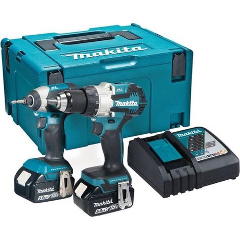 Makita DLX2507TJ 18V LXT 2PC Brushless Combo Kit - DHP489Z + DTD153Z, 2x 5Ah Batts, Charger & Makpac 3 Case (1/5)