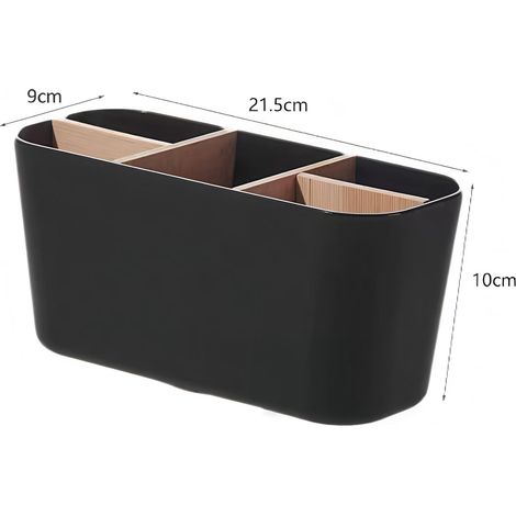Porte brosses à dents à 5 compartiments avec séparateurs amovibles pour salle de bain bureau et enfants couleur noire (1/5)