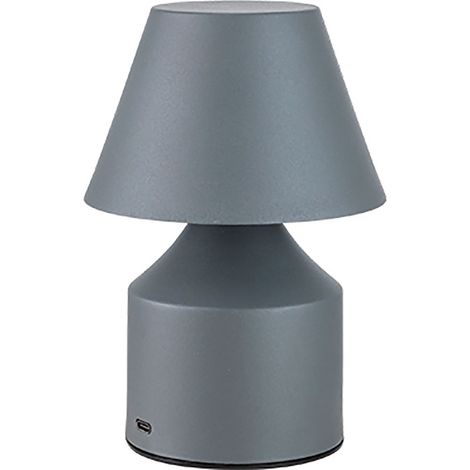 Lampada da tavolo LED ricaricabile in metallo 3 colori, 2 W, 200 Lm, grigia, ø110 x 163 mm