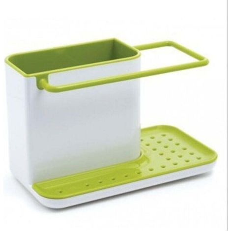 Plastique Caddy - Rangement/organiseur d'évier avec égouttoir intégré, support pour éponge, brosse, liquide vaisselle, et lavette, démontable, taille normale, Green (1/4)