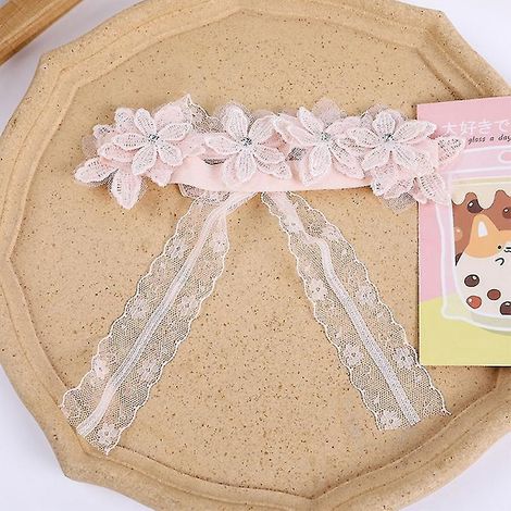 Baby-Haarreif mit künstlicher Blume, aus weichem, elastischem Nylon, im Prinzessinnenstil, für Mädchen, niedlich, für Neugeborene und Kleinkinder (bis 100 Tage) – Rosa (1/5)
