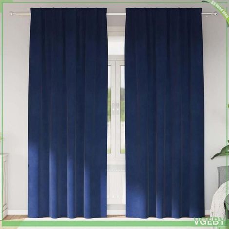4107201 Rideaux occultants 2 pcs Bleu foncé 140 x 245 cm Velours (1/5)