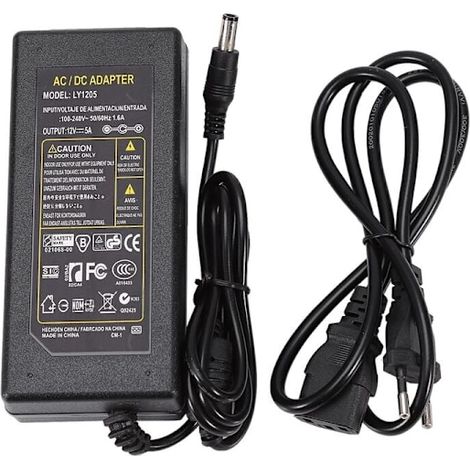 Alimentation 12 V 5 A, transformateur CA 100-240 V vers CC 12 V 60 W avec prise européenne, adaptateur 12 V pour rubans LED 5050 et 3528, éclairages LED (1/5)