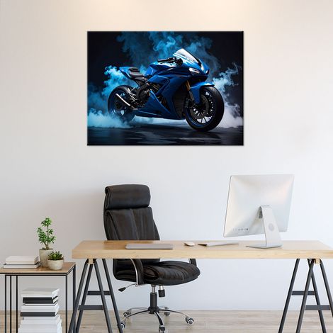Wandbild Blaues Motorrad 90x60 (1/4)