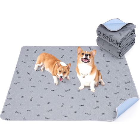 Lot de 2 tapis d'entraînement pour chiot très absorbants - 122 x 122 cm - Imperméables et lavables - Tapis d'entraînement pour chiot - Couverture antidérapante pour cage, canapé et sol - Gris (1/5)