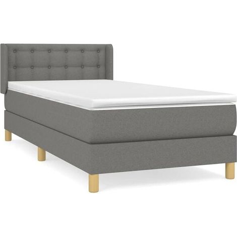 Cadre de lit en tissu, matelas inclus, gris foncé, 80 x 200 cm (1/5)