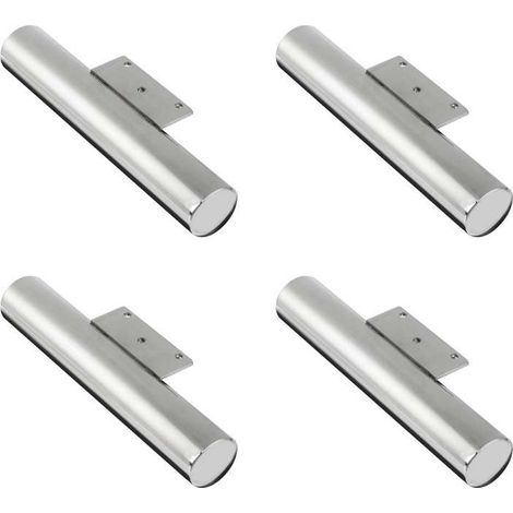 Cyclingcolors – Pied de meuble non ajustable à visser en métal – Finition chrome brillant – Longueur 160mm – Diamètre 35mm – 4 unités avec embouts en caoutchouc