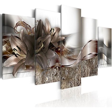 Tableau Floral sur Toile - Peinture à l'huile Moderne - Décoration Murale pour Salon Chambre Bureau - 5 Pièces (1/5)