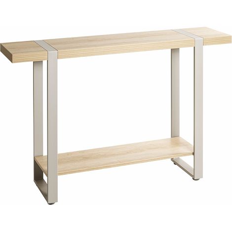 Table console meuble d'entrée coloris Chêne naturel et métal gris - Longueur 120 x Profondeur 30 x Hauteur 82 cm (1/5)