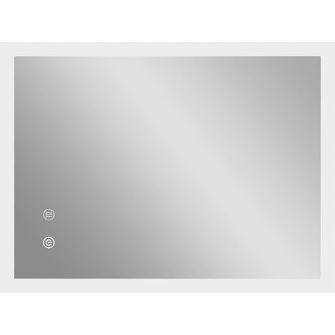 Espejo de baño LED antivaho con 3 colores y brillo ajustable, fabricado en metal y cristal, 80x60x3 cm. (1/5)