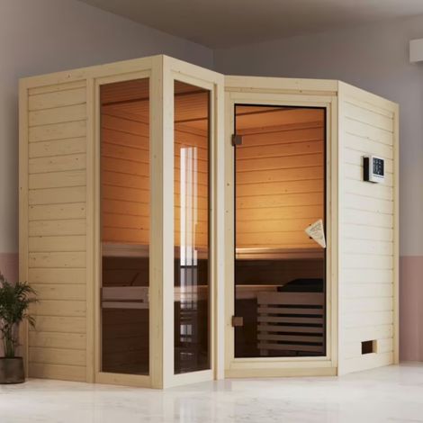 Sauna Intérieur Amara 5-6 Places Epicéa 236x184cm Karibu (1/5)
