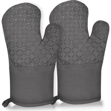Gants de cuisine résistants à la chaleur pour la cuisine et la pâtisserie, long gant de cuisine avec poignée en silicone (1/5)