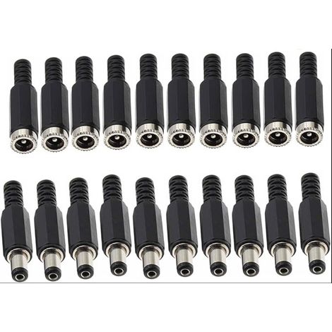 5,5 mm x 2.1 Connecteurs Jack de Prise d'alimentation Mâle CC - Femelle Connecteur 5.5mm 2.1mm Alimentation Fiche à Souder (1/5)