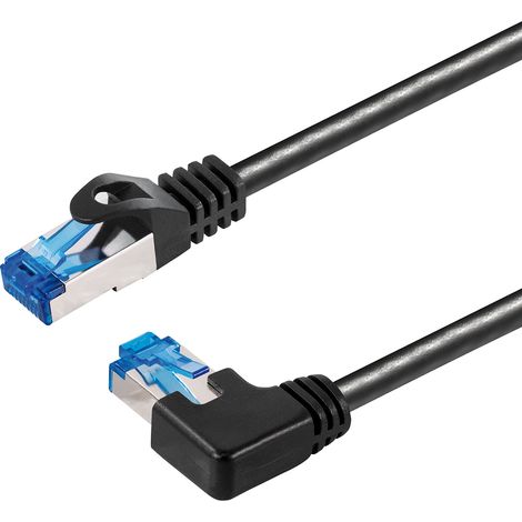 Cat6a / s/ftp (pimf) Patchkabel, gewinkelter rj45-Stecker, gerade auf rj45-Stecker, gewinkelt rechts, 0,5 m (1/4)