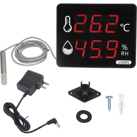 Thermomètre Hygromètre Digital Sonde Métal Extérieure Mesure Précise Température Humidité pour Maison Industrie Atelier (1/5)