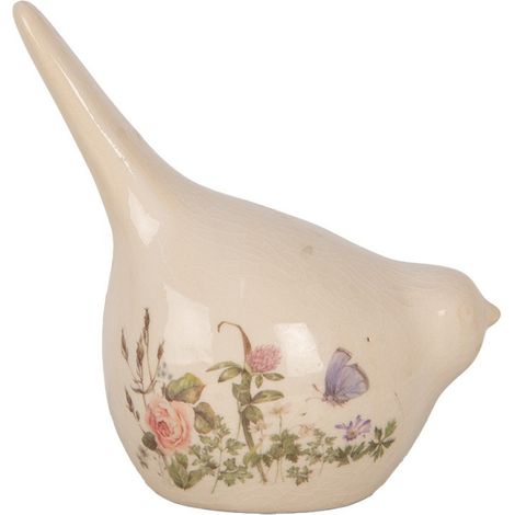 Figurine oiseau beige céramique 14x9x15cm (1/2)