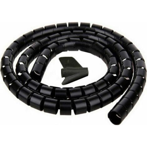Cache Cable, 2m - ∅16mm, Noir, 2m Gaine Souple Electrique Cable Management pour Ranger ou Cacher les TV PC Câbles, Gestion des Câbles pour Maison et Bureau (1/5)