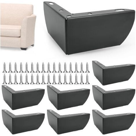 NALOOKAMIC 8 Pièces Pieds de Meubles, 5 cm Pied de Meuble en Forme de L, Pied de Meuble Noir en Fer pour Tables, Meubles, Armoires, Pieds de Canapé, avec 32 Vis (1/5)