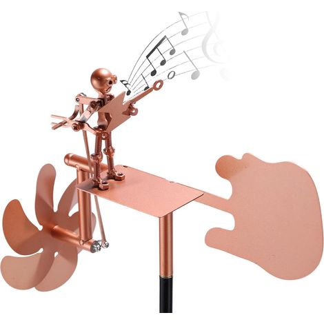 1 Moulin à vent,Acier inoxydable,Guitariste,Décoration jardin,Cour,Terrasse