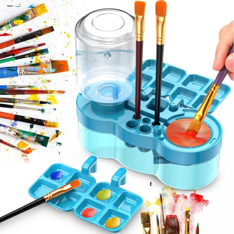 Brush Rinser Nettoyeur de Paint Pinceaux, Boîte de Lavage de Pinceauxmultifonctions Art Tools avec Circuit d'eau, Support de Pinceaux et Palette, Cadeaux pour Petits Artistes et Enfants Débutants