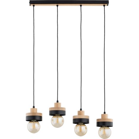Suspension scandinave noire bois 4xE27 Alfa LARSO (1/2)