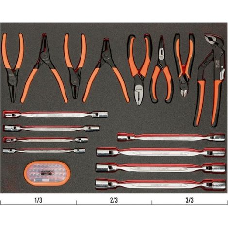 BAHCO - Jeu de clés/pinces mélangées, module mousse 3/3 Fit&Go - 46 pcs
