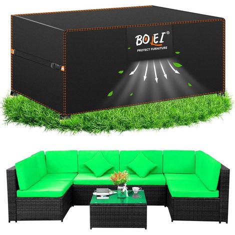 Housse de protection pour meubles de jardin 280x204x106cm, imperméable, respirante, tissu Oxford 420D (1/5)