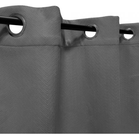 Homemaison – Rideau occultant thermique 140x240cm – Velours frappé gris avec doublure polaire – Prêt à poser avec 8 œillets (1/5)