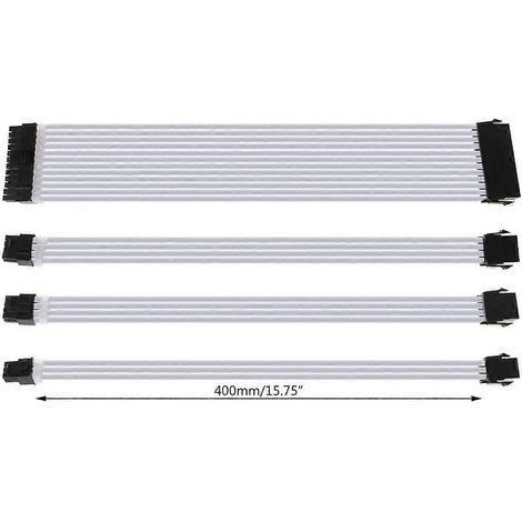 30 cm/40 cm Verlängerungskabel für PC-Netzteile, 24-polig, 8-polig, 6-polig, 4+4-polig, Kabelset – 0,4 m – Weiß