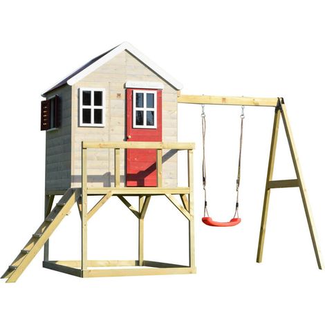 Wendi Toys Holz Stelzenhaus Zebra  mit Schaukel  Natur  192x350x242 cmx000D (1/5)