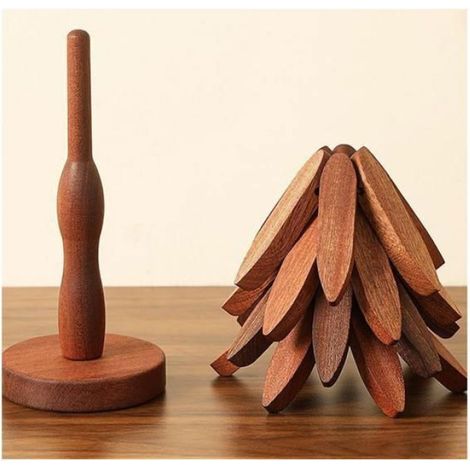 Dessous-De-Plat Arbre pour Plats Chauds  Dessous-de-Plat Isolant en Bois Arbre Set De sous Verres Anti Dérapants  GRILLE D'ARBRE (1/5)