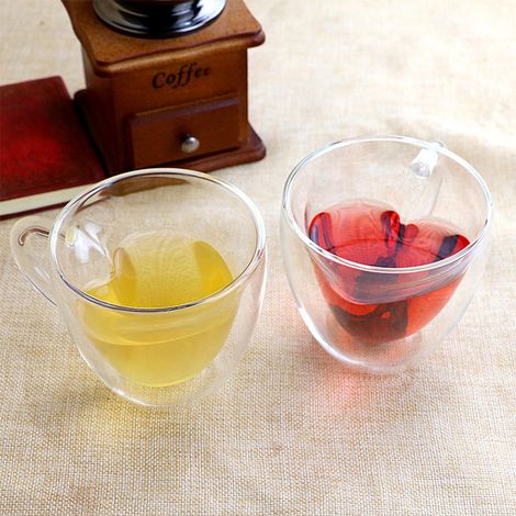 Tasse en verre double paroi en forme de cœur, 180ml/240ml, mug résistant à la chaleur pour thé, café ou boissons chaudes (1/5)