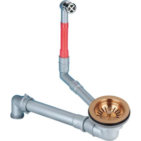 Spülbeckenablauf Bronze satiniert, platzsparend mit Überlauf, Durchmesser 90 mm