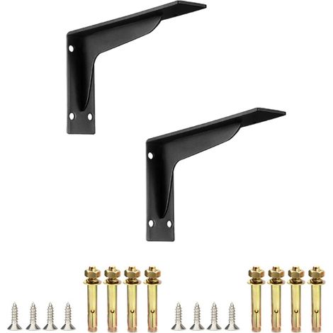 1 paire de supports d'étagère métalliques muraux, support d'étagère flottante robuste, support d'angle en L