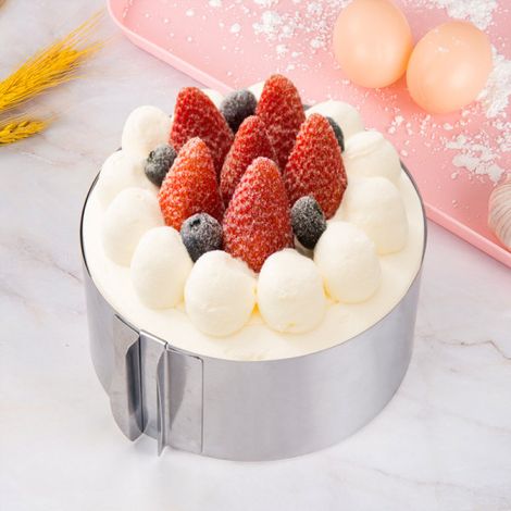 Anneau à tarte réglable en inox 20 cm - moule à gâteau haut ajustable - cercle de pâtisserie en acier inoxydable pour cuisson (1/3)