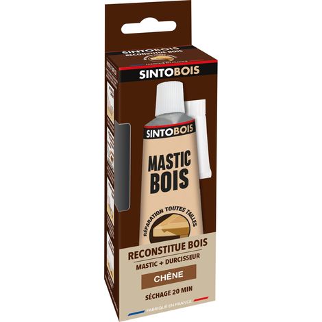 Sinto – Mastic bois bi-composants chêne 66ml – Prise rapide – Excellente adhérence sur bois – Réparation invisible pour intérieur