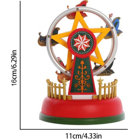 Mini boîte à musique de Noël, carrousel musical lumineux, grande roue animée, cadeau de Noël romantique, décoration de bureau (1/5)