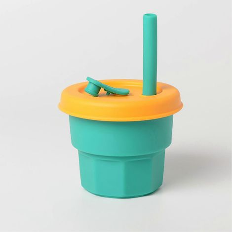 Wasserflasche für Kinder mit Strohhalm, aus Silikon mit Cartoon-Motiv, auslaufsicher, tragbar für Mädchen, Jungen und Babys (1/5)