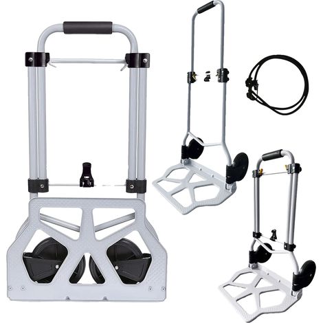 Chariot pliable, hauteur réglable, capacité de charge 80 kg, Argent (1/2)