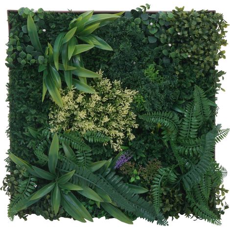 [NEUWERTIG] Pflanzenwandbild HHG-588, Wanddeko künstliche Wandbegrünung Grünpflanzen Kunstpflanzen Bild In-/Outdoor 50x50cm