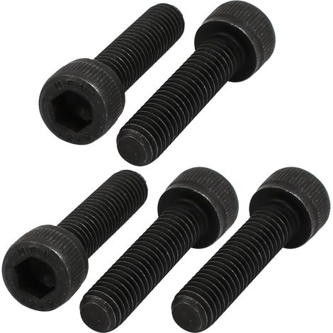 sourcing map 5 pièces M6x25mm 12,9 degrés vis à tête hexagonale interne filetage gauche noire DE