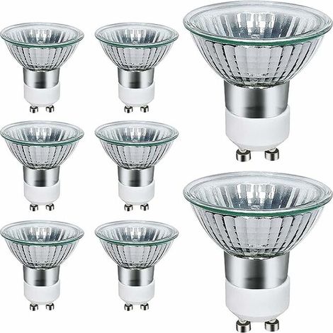GU10 Ampoules Halogènes, Lot de 8 50W GU10 Spots Halogènes, AC 220V-240V, 700 Lumens, 3000K Blanc Chaud, Angle de Faisceau 40°,