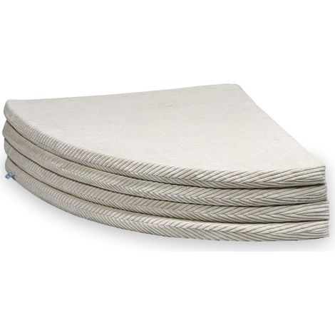 Tapis rond pliable, diamètre 160 cm, velours côtelé beige (1/5)