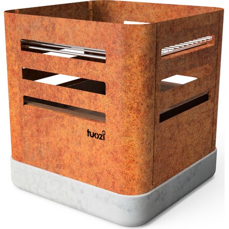 TUOZI - Brasero de Jardin THARSIS - 37 x 37 x 40. Brasero d'extérieur pour jardin fabriqué en acier Corten (1/4)