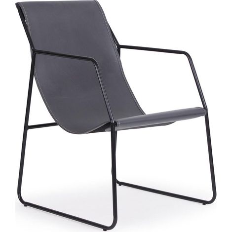 Fauteuil Design en Métal "Lysio" 88cm Gris & Noir (1/4)
