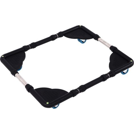 Chariot roulant réglable pour meuble, support de machine à laver, diable robuste de déménagement noir (1/5)