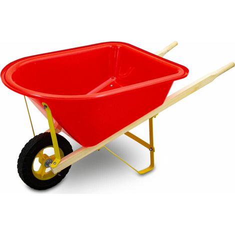 Kinderschubkarre Schiebkarre Schubkarre für Garten Sandkasten und Strand (Rot)