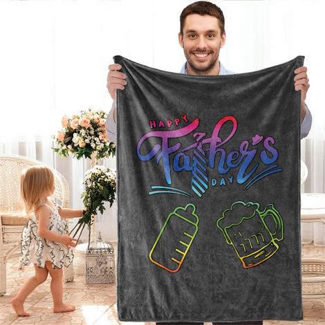 Couverture pour la fête des pères, douce en polyester, agréable pour la peau, lavable en machine, imprimée, jeté de sieste, 150 x 200 cm / 59,1 x 78,7 pouces (1/5)