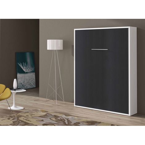 Les Tendances – Lit escamotable vertical 160x200 cm – Structure en mélaminé haute densité – Sommier en tube d'acier renforcé – Amortisseurs à gaz (1/5)