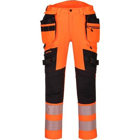 Pantalon DX4 haute-Visibilité avec poches flottantes démontables couleur : Orange/Noir taille 60/62 - PORTWEST